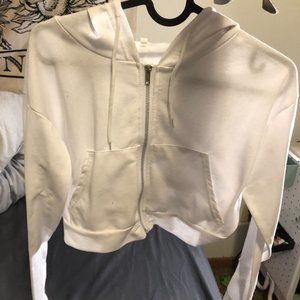 White cropped zip up